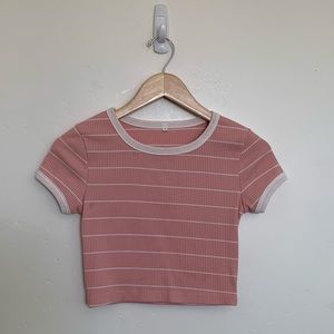 Pink ribbed knit crop top